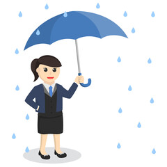 business woman secretary hold umbrella design character on white background