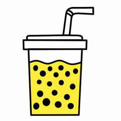 orange boba drink vector design