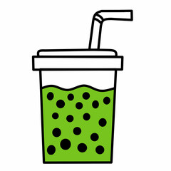 boba matcha drink vector design