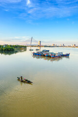 View of Han's river in the morning. Da Nang city, Vietnam.