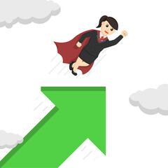 business woman secretary super up arrow design character on white background