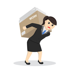 business woman secretary work hard design character on white background