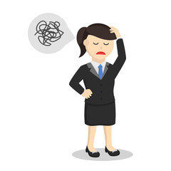 business woman tangled thoughts design character on white background 