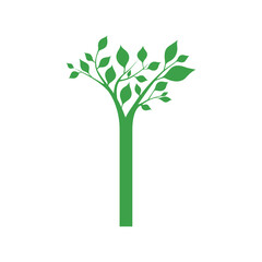 Green letter I with the branch of a tree ornament. For initial logo and brand identity.