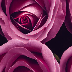 Roses seamless pattern, 3D illustration, 3D rendering.