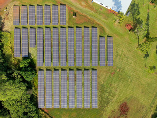 Solar fields of Kauai, Hawaii. Overhead view.