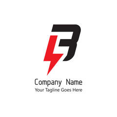 Symbol logo of letter B combine with electric power sign.