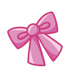 Princess bow icon. Pink clothing accessory, social media sticker. Fashion, style, elegance, beaty and aesthetics. Fantasy, dream, imagination and fairy tales. Cartoon flat vector illustration