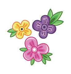 Princess flowers icon. Accessory for decorating clothes, floristry, love for plants. Poster or banner, sticker for social networks. Elegance, aesthetics and beauty. Cartoon flat vector illustration