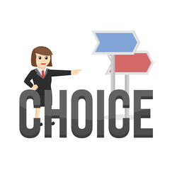 business woman secretary choice design character cartoon on white background