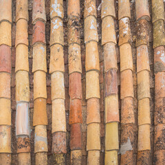 close-up and detail of Portuguese rooftop tiles