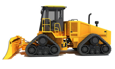 Heavy construction Dozer 3D rendering on white background