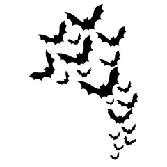 Silhouettes of bats Pinioned black flittermouse swarm.