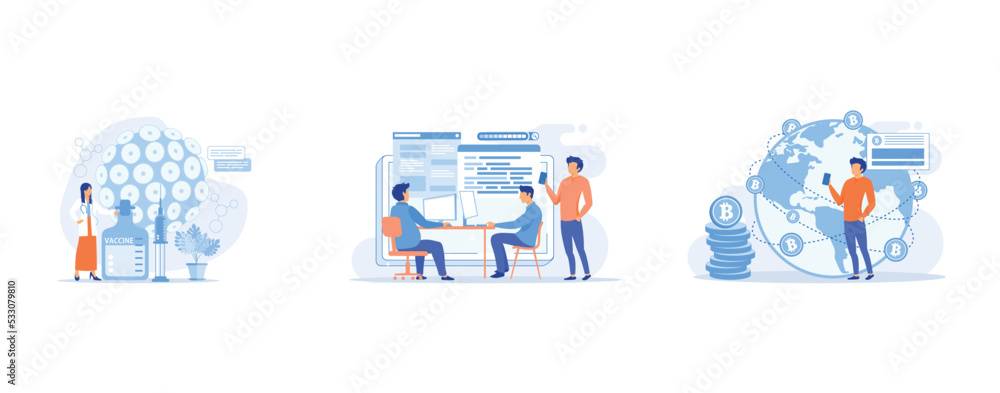 Poster hpv vaccination abstract concept, system software development abstract concept, fintech technology a