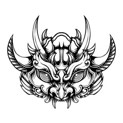 Oni mask tribal tattoo illustration vector