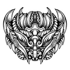 Oni mask tribal tattoo illustration vector