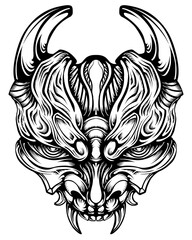 Oni mask tribal tattoo illustration vector