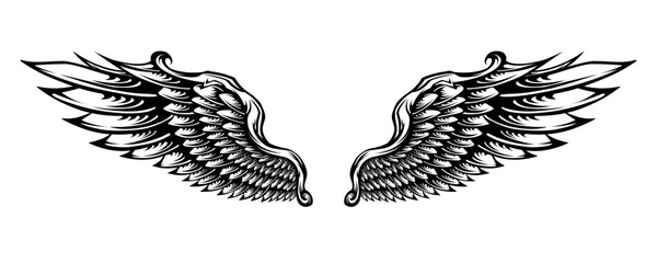 Angel wings tattoo vector 