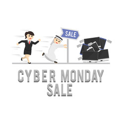 business woman secretary cyber monday sale design character on white background