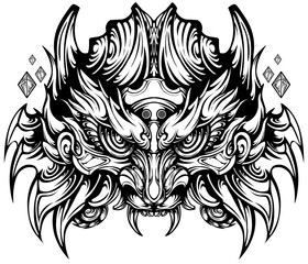 Oni mask tribal tattoo illustration vector