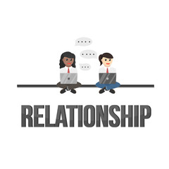 business woman secretary relationship design character on white background