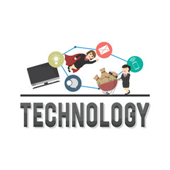 business woman secretary technology design character