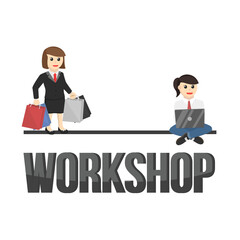 business woman secretary workshop design character on white background