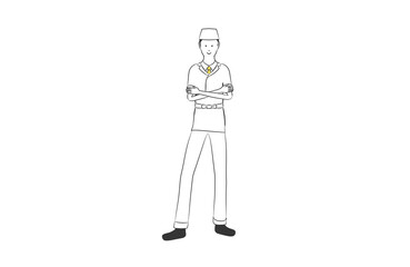 和食の料理人のシンプルなイラスト