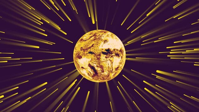 Shiny rotation yellow planet