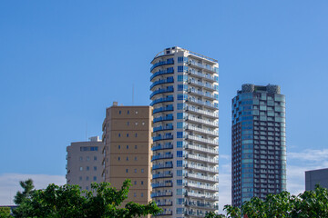 青空と港区の建物たち