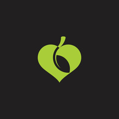 leaf love shape green simple geometric logo vector