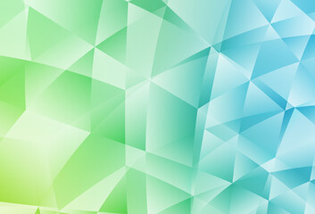 Fototapeta premium Light Blue, Green vector shining triangular backdrop.