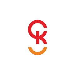 letter sk simple geometric smile logo vector
