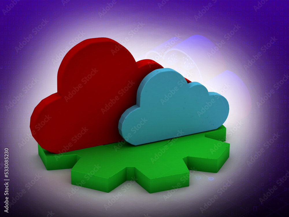 Poster 3d rendering cloud online storage in background