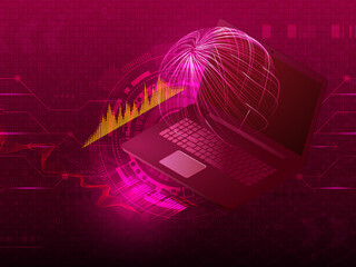 2d illustration Abstract futuristic electronic circuit technology background