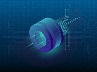 2d illustration Abstract futuristic electronic circuit technology background