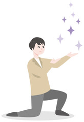 幸運を受け取る人物のビジネスイラスト