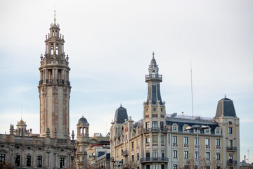 One of the corner towers at the front coner of the Barcelona Central Post Office