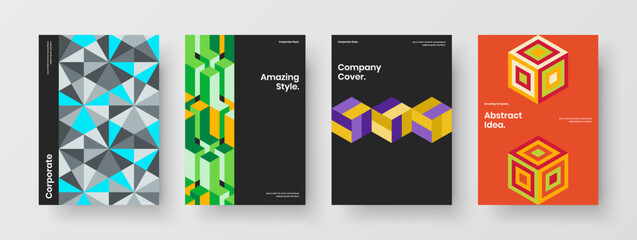 Abstract banner vector design layout composition. Minimalistic mosaic hexagons company cover illustration collection.