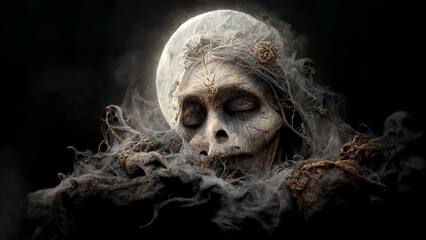 Obraz premium Abstract, surreal, creepy skull of smoke.Digital art