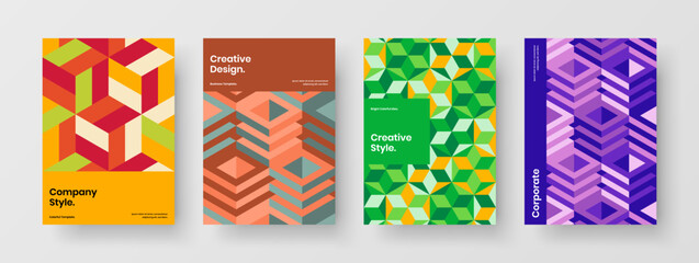 Original geometric pattern company identity layout bundle. Premium booklet design vector illustration collection.