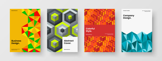 Modern cover A4 design vector layout collection. Simple mosaic shapes corporate identity concept composition.