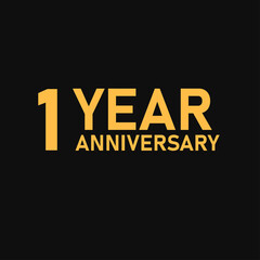 1 year anniversary celebration colorful logo with fireworks on white background. 