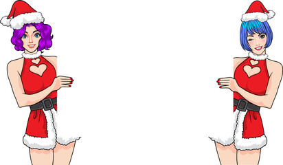 merry christmas and Happy New Year Santa Claus,Santa woman present and showing actions