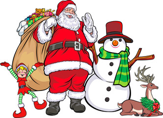 merry christmas and Happy New Year Santa Claus,Santa woman present and showing actions