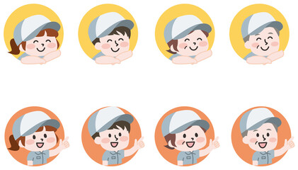 アイコン風の作業員スタッフイラストセット