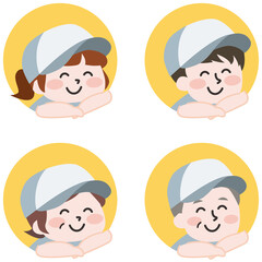 Fototapeta premium アイコン風の作業員スタッフイラストセット