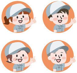 アイコン風の作業員スタッフイラストセット