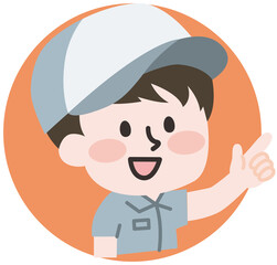 アイコン風の作業員スタッフイラスト 