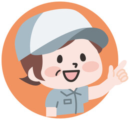 アイコン風の作業員スタッフイラスト 